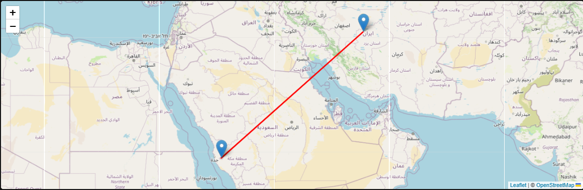 نقشه آنلاین تعیین جهت قبله به سمت کعبه